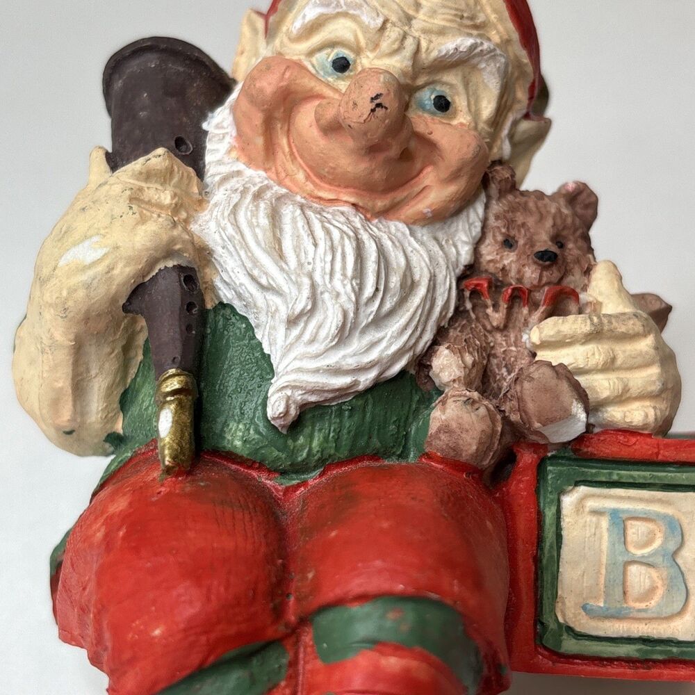 Christmas Elf Toymaker Figurine Teddy Bear ABC Block Rifle 5” Holiday Decor - Picture 7 of 16